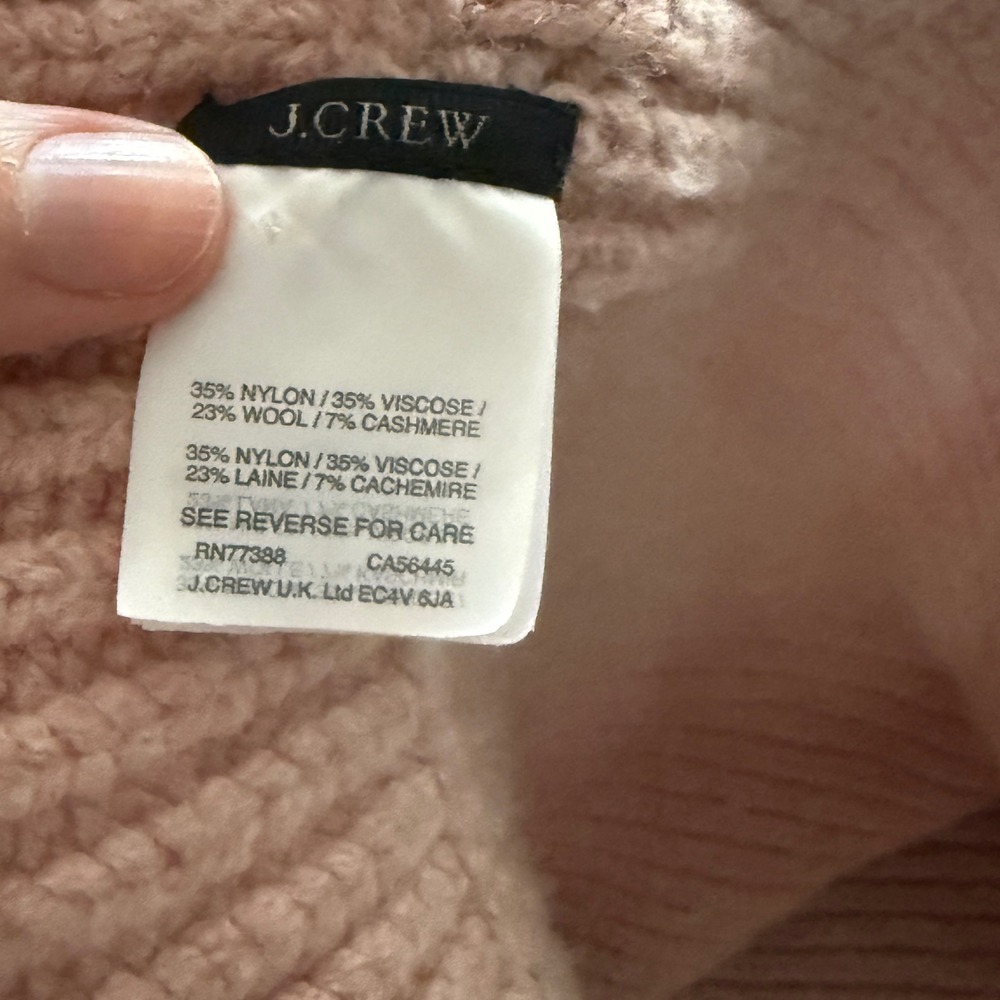 J.Crew Chunky Knit Ribbed Neck Warmer Scarf Dusty Rose Infinity Wool Cashmere - Picture 5 of 5